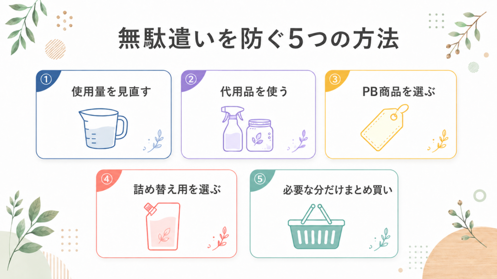 無駄遣いを減らす5つの節約術。子育て世帯がドラッグストアで日用品を賢く買うための具体的なアイデア。