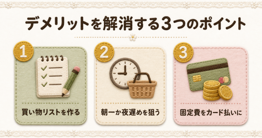 ウエル活を賢く活用する3つのポイント。買い物リスト作成、時間帯選び、固定費のカード払いによるポイント獲得方法。